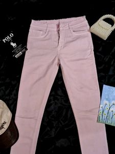 Pink Raw Hem Jeans