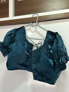 Teal Blue Embellished Saree with blouse 36 size