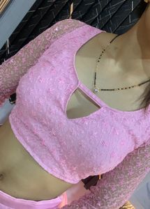 Pink Flaired Satin Lehanga🎀💗💝