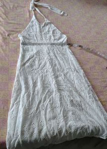 White Eyelet Halter Dress