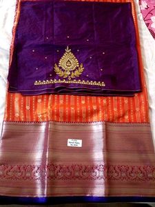 New Orange Colour Semi Kanchi Pattu Zari Weaving