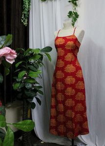 Max Red Color Printed Aline Dress