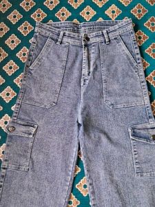 Blue Cargo High Waisted Jeans