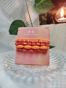 Orange Beaded Bracelet Set
