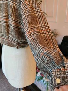 Cropped Plaid Flannel Jacket