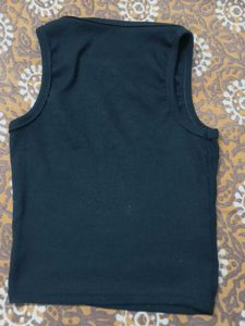 Black Sleeveless Ribbed Tank Top