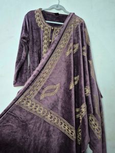 Velvet Embroidered Kurta Set
