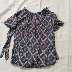 Patterned Blue Top