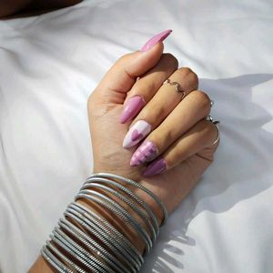 Mauve &amp; Heart Press-On Nails