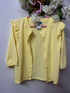 Cute Yellow Ruffle Cardigan