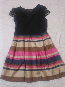 Lace Top Striped Dress
