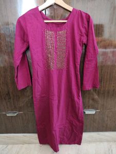 Knee Length Kurta For Women, Pink