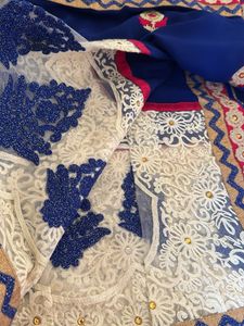 Elegant Blue & White Saree