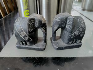 Stone Elephants,5x6.5cms App.,solid,very Nice,