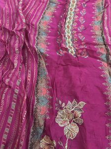 Magenta Floral Print Salwar Kameez Without Dupatta