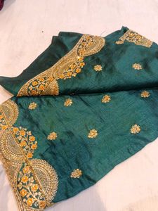 Emerald Green Embroidered Saree