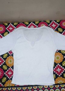 Aesthetic White Crop Top With Full Sleeves .