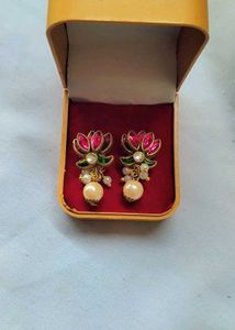 Lotus Pearl Drop Earrings