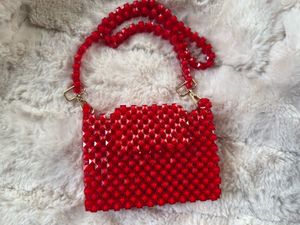 Red Handmade Beaded Bag
