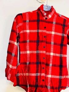 Red Plaid Flannel Button-Down
