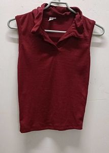 Maroon Sleeveless Top