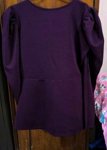 Purple Puff Sleeve Co-ords Set
