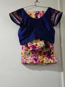 Elegant Pink half /half Embroidered Saree