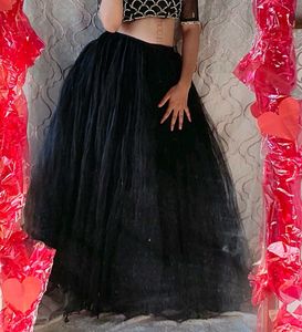 Black Elegant Net Lehenga Skirt And Chunni