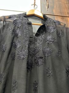 Elegant Black Chikankari Embroidered Kurta