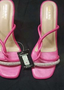 Pink Square Toe Heel Mules