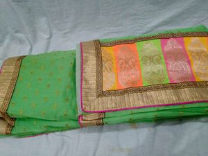 Designer Saree Organza Stylish Pestel Green Colour