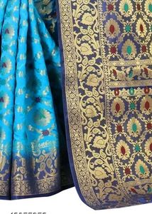 fine wear Cotton silk Multicolor sarees.