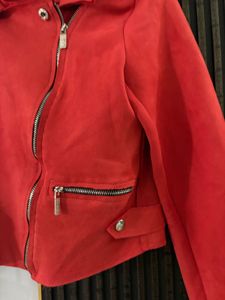 Red Suede Moto Jacket