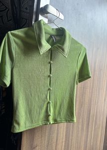 Green Button-Up H&amp;M Top