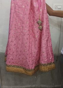 Pink Lehenga Choli with Green Dupatta