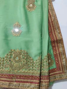 Mint Green Embroidered Saree