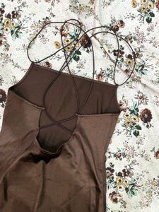 Brown Cami Dress With Sexy Back