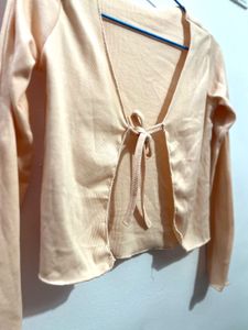 Peach Tie-Front Top