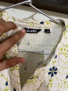 Cream A Line Kurti