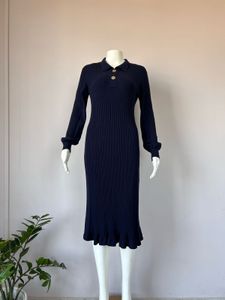 Navy Blue Ribbed Premium Dress