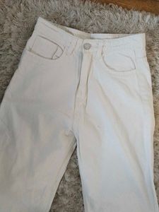 Wide Leg Baggy White Jeans For Women