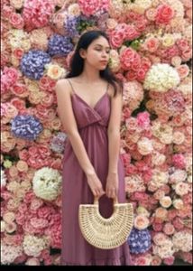 Mauve Ruffle-hem Maxi Dress