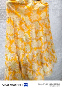Radiant Yellow Floral Skirt - Small to Medium Size