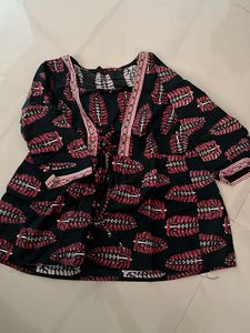 Printed Black Tunic Top