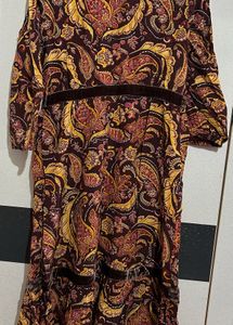 Pure Viscose Floral Print Notch Neck Dress