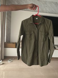 Olive Green Button-Down Shirt
