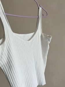 White Ribbed Tank Top