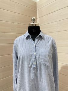 GAP Light Blue Striped Popover Shirt