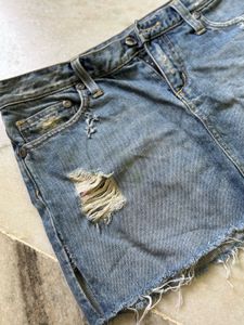 Distressed Denim Mini Skirt