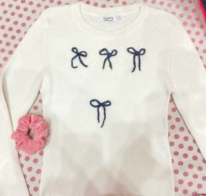 Bow ribbed Top🎀🤍